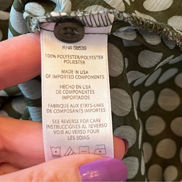 KUT from the Kloth Women's Size L Green Polka Dot Surplice V-Neck Blouse Top - Picture 6 of 10